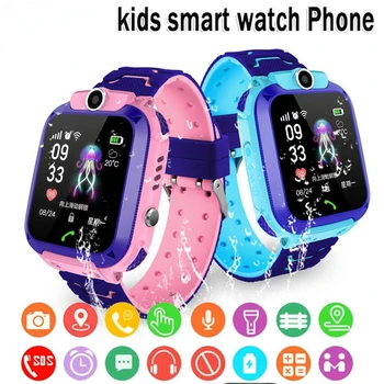 Смарт-часы SOS Phone Watch Умные часы для детей с sim-картой Фото Водонепроницаемый IP67 Детский подарок для IOS Android LBS Tracker Math